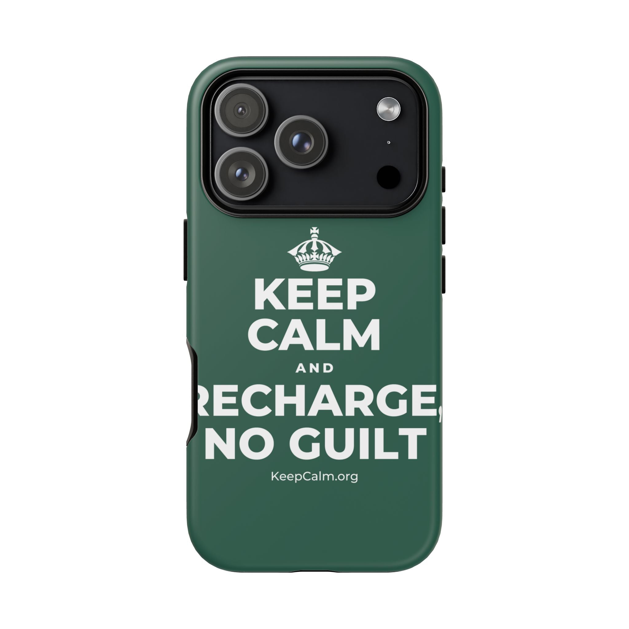 KEEP CALM AND RECHARGE, NO GUILT Phone Case