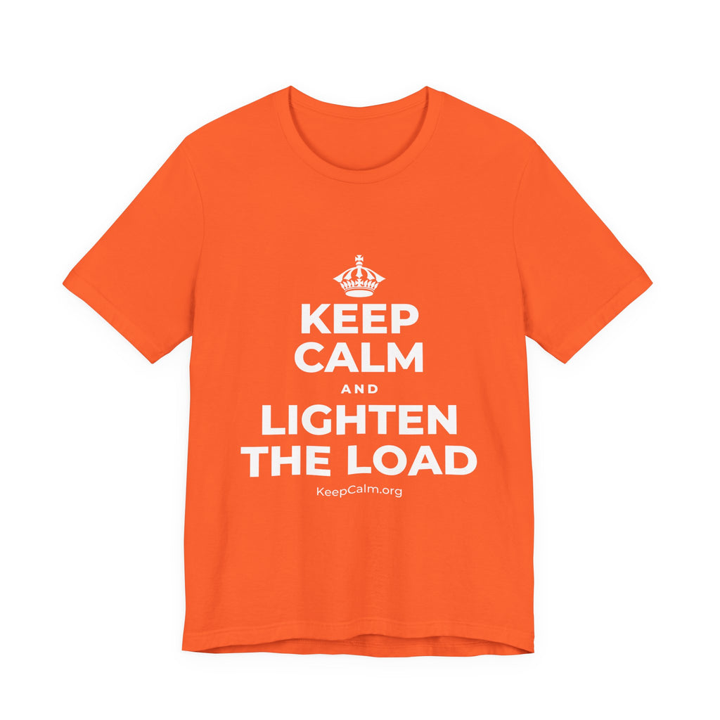 KEEP CALM AND LIGHTEN THE LOAD T-Shirt (Baby Blue–Silver)