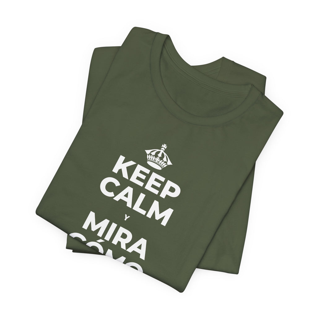 KEEP CALM Y MIRA CÓMO CAMBIAN LAS HOJAS T-Shirt (Military Green–Autumn)