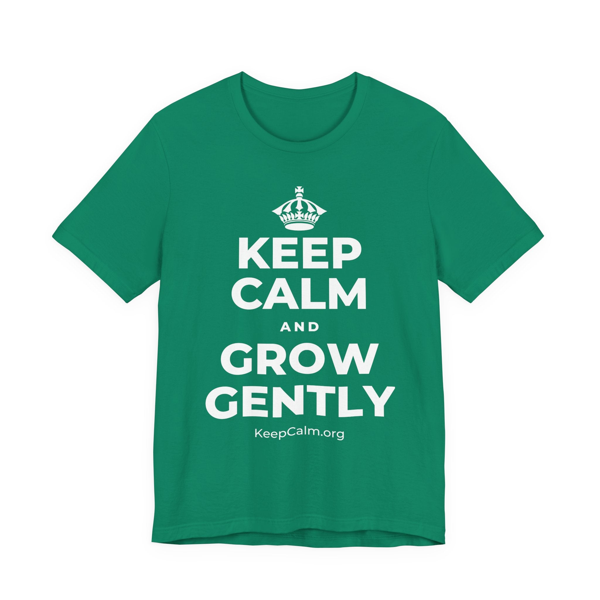 KEEP CALM AND GROW GENTLY T-Shirt (White–Asphalt)