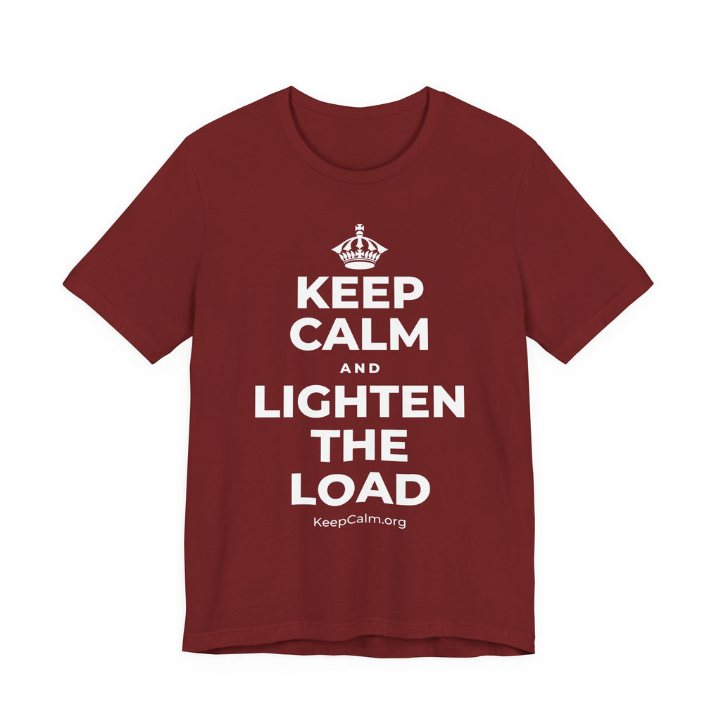 KEEP CALM AND LIGHTEN THE LOAD T-Shirt (Baby Blue–Silver)