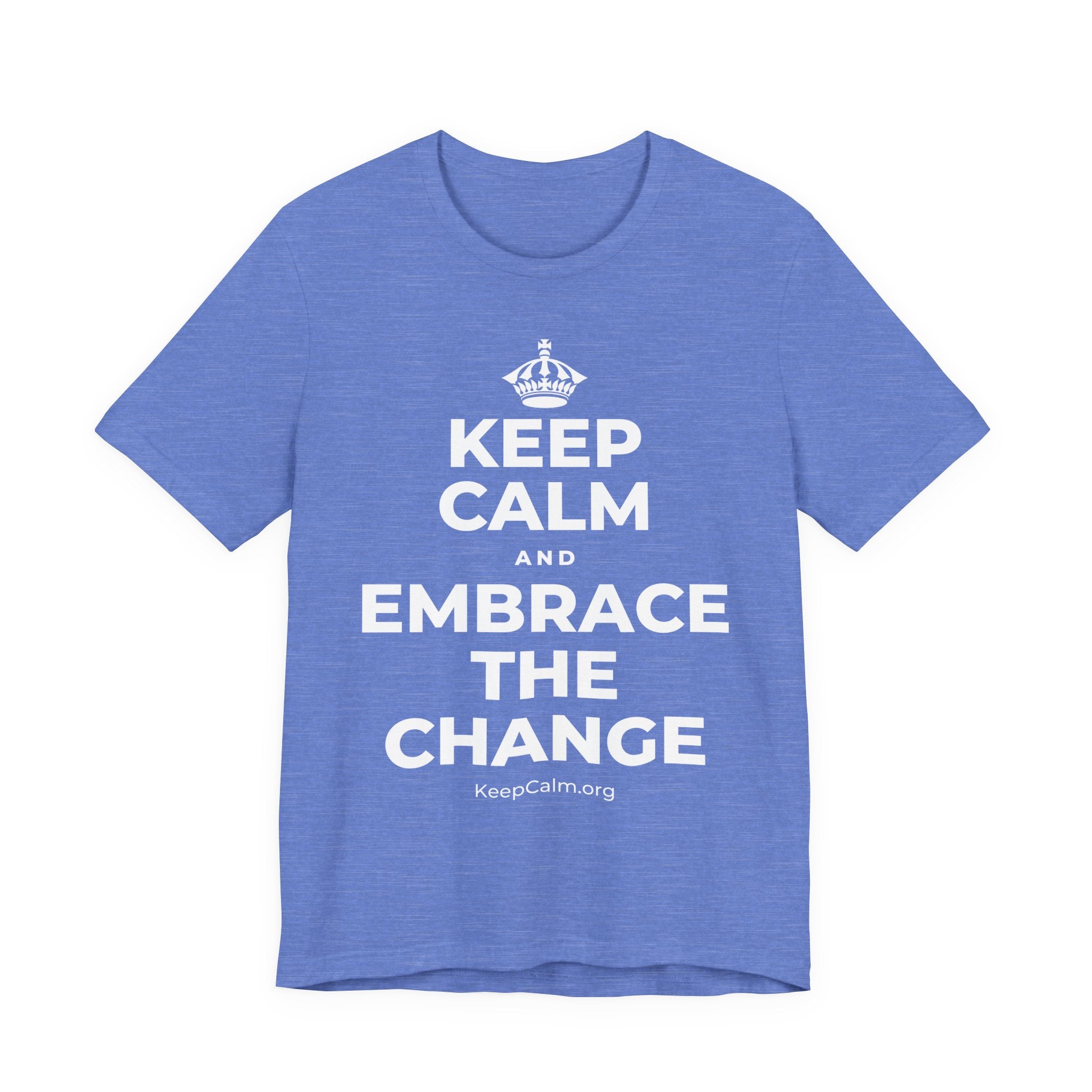 KEEP CALM AND EMBRACE THE CHANGE T-Shirt (Soft Cream–Heather Mauve)