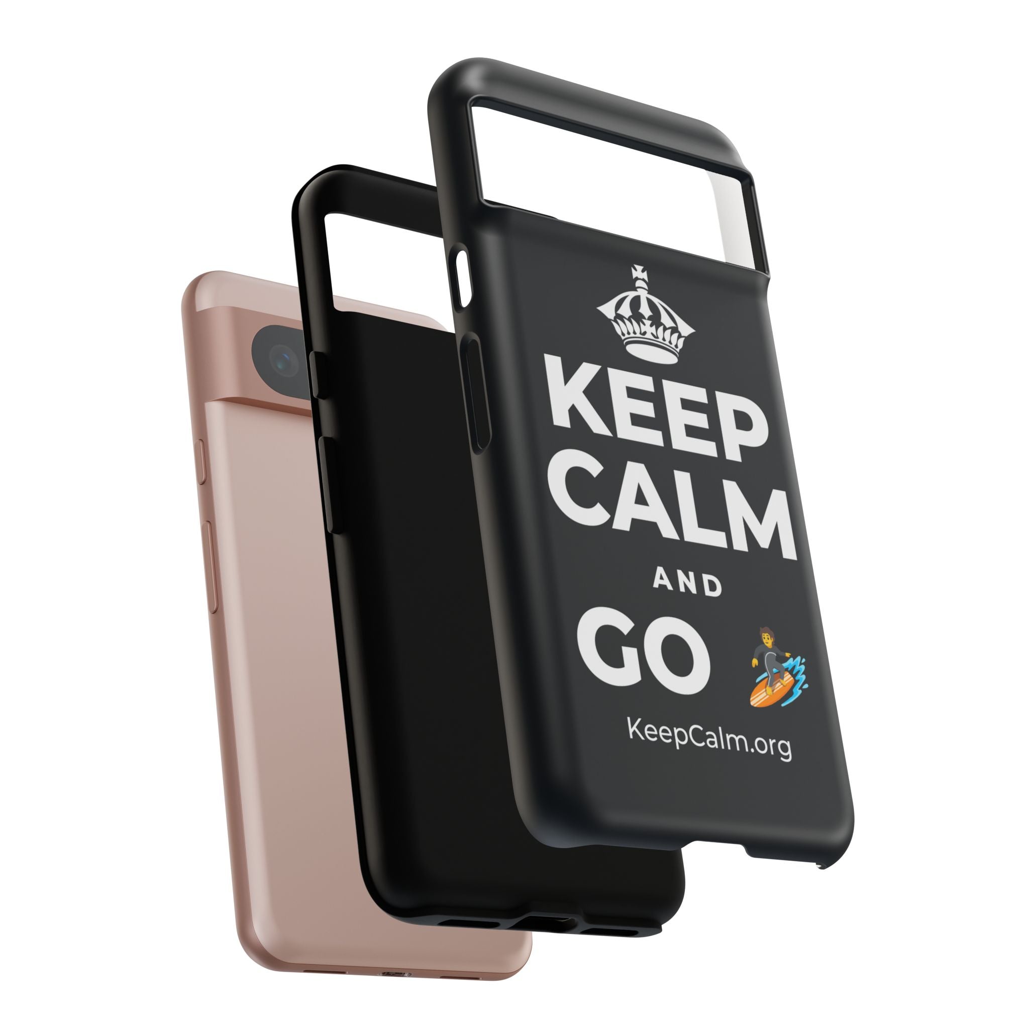 KEEP CALM AND GO 🏄 Phone Case (Dark)