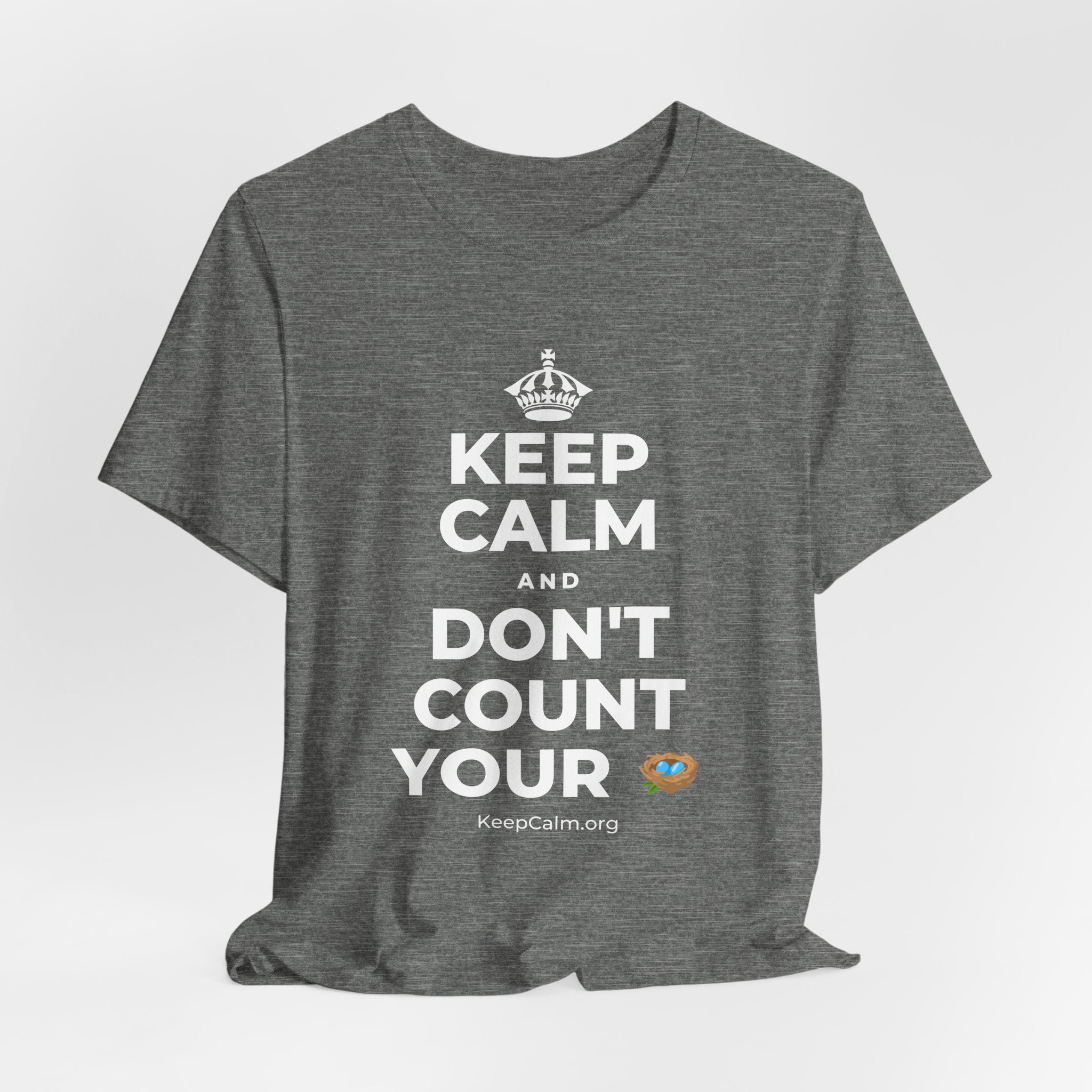 KEEP CALM AND DON'T COUNT YOUR 🪺 T-Shirt (Baby Blue–Silver)