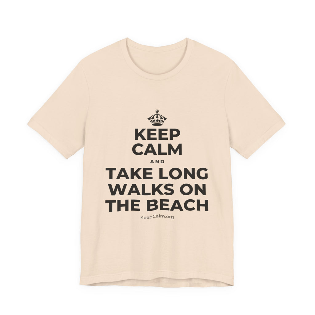 KEEP CALM AND TAKE LONG WALKS ON THE BEACH T-Shirt (Soft Cream–Heather Mauve)