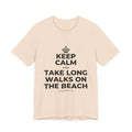 KEEP CALM AND TAKE LONG WALKS ON THE BEACH T-Shirt (Soft Cream–Heather Mauve)