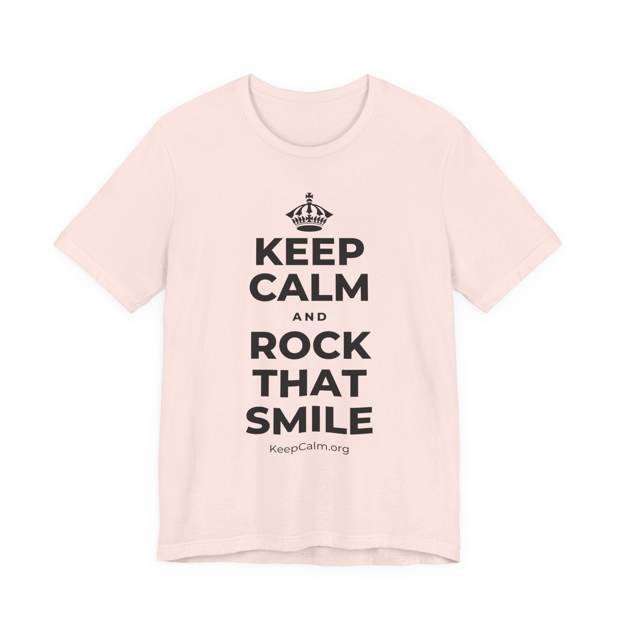 KEEP CALM AND ROCK THAT SMILE T-Shirt (Soft Cream–Heather Mauve)
