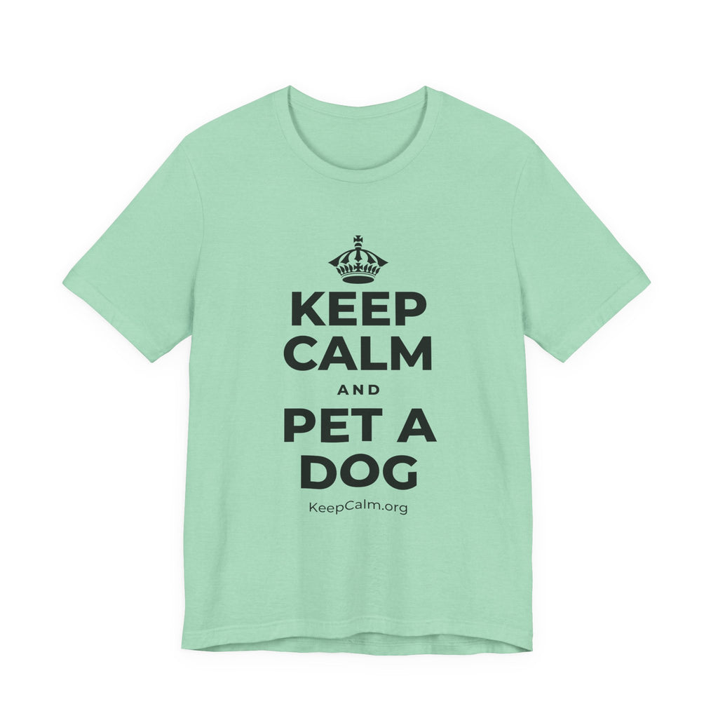 KEEP CALM AND PET A DOG T-Shirt (Baby Blue–Silver)