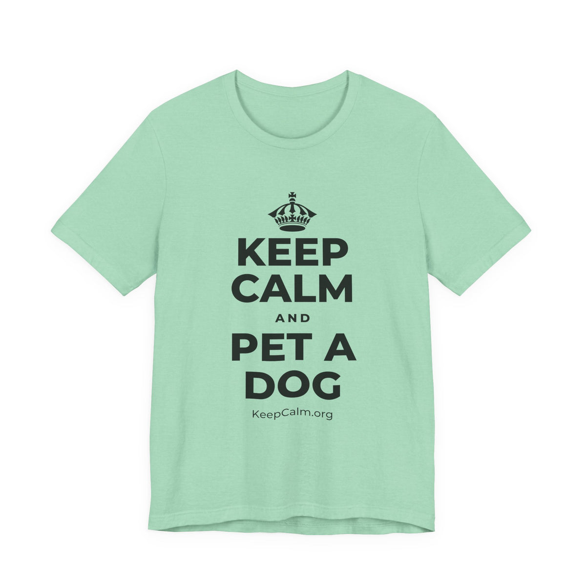 KEEP CALM AND PET A DOG T-Shirt (Baby Blue–Silver)