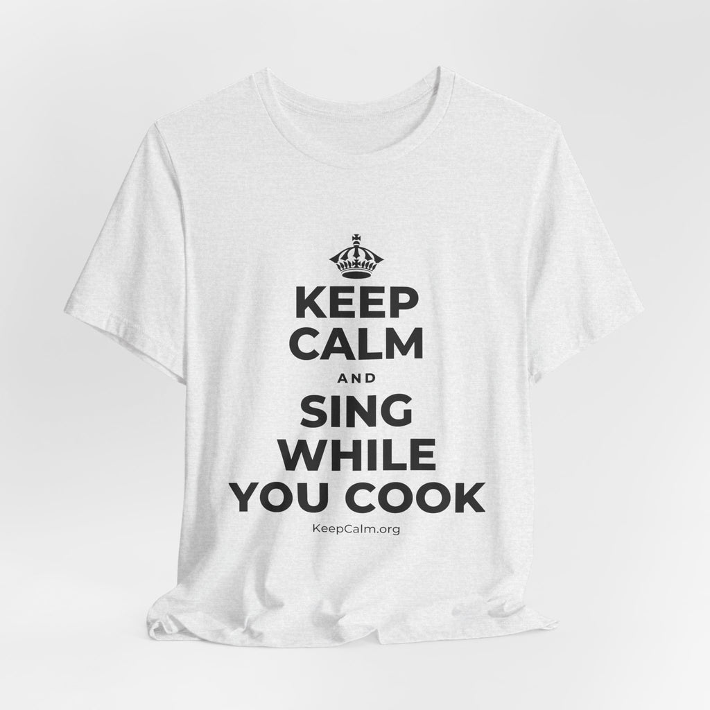 KEEP CALM AND SING WHILE YOU COOK T-Shirt (Soft Cream–Heather Mauve)