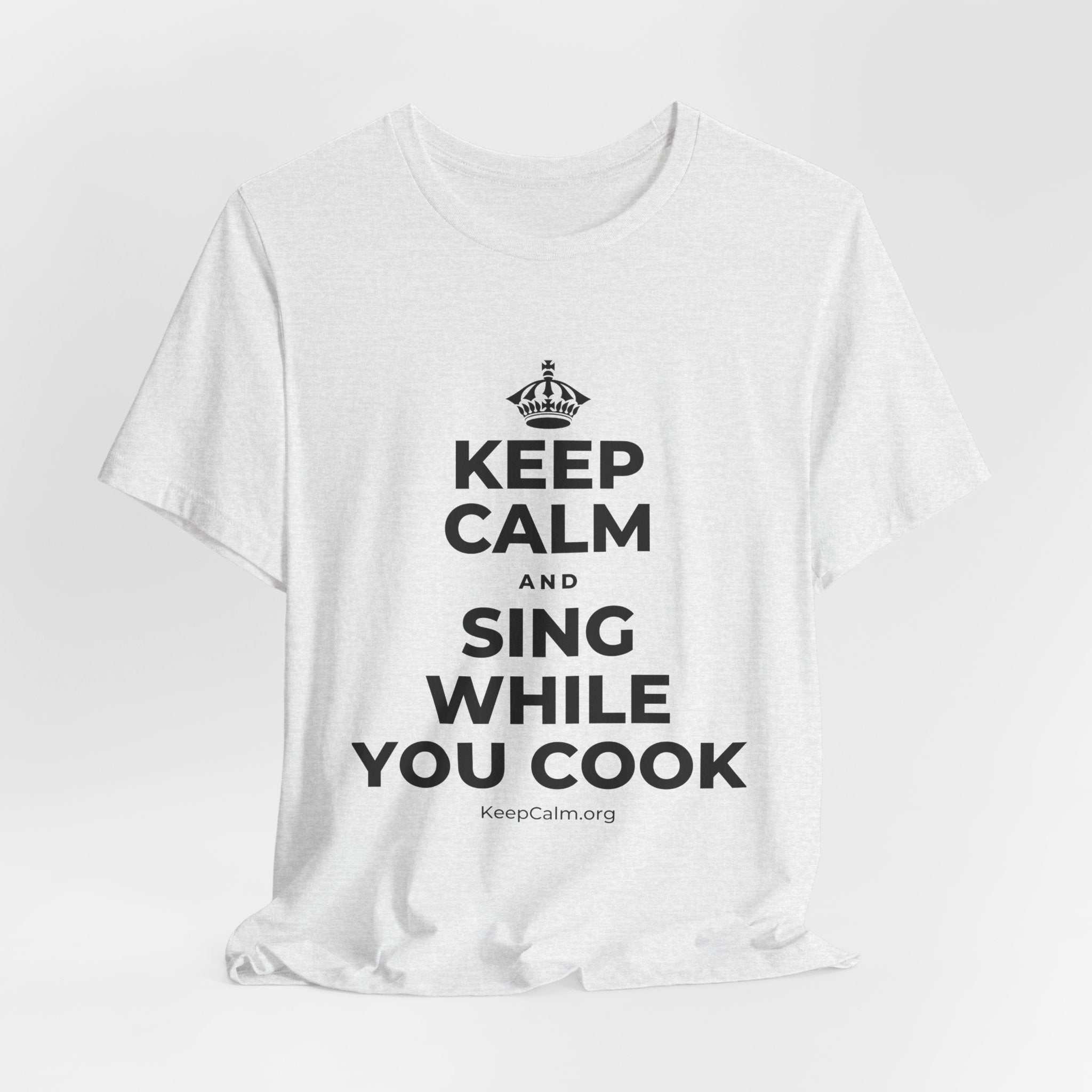 KEEP CALM AND SING WHILE YOU COOK T-Shirt (Soft Cream–Heather Mauve)