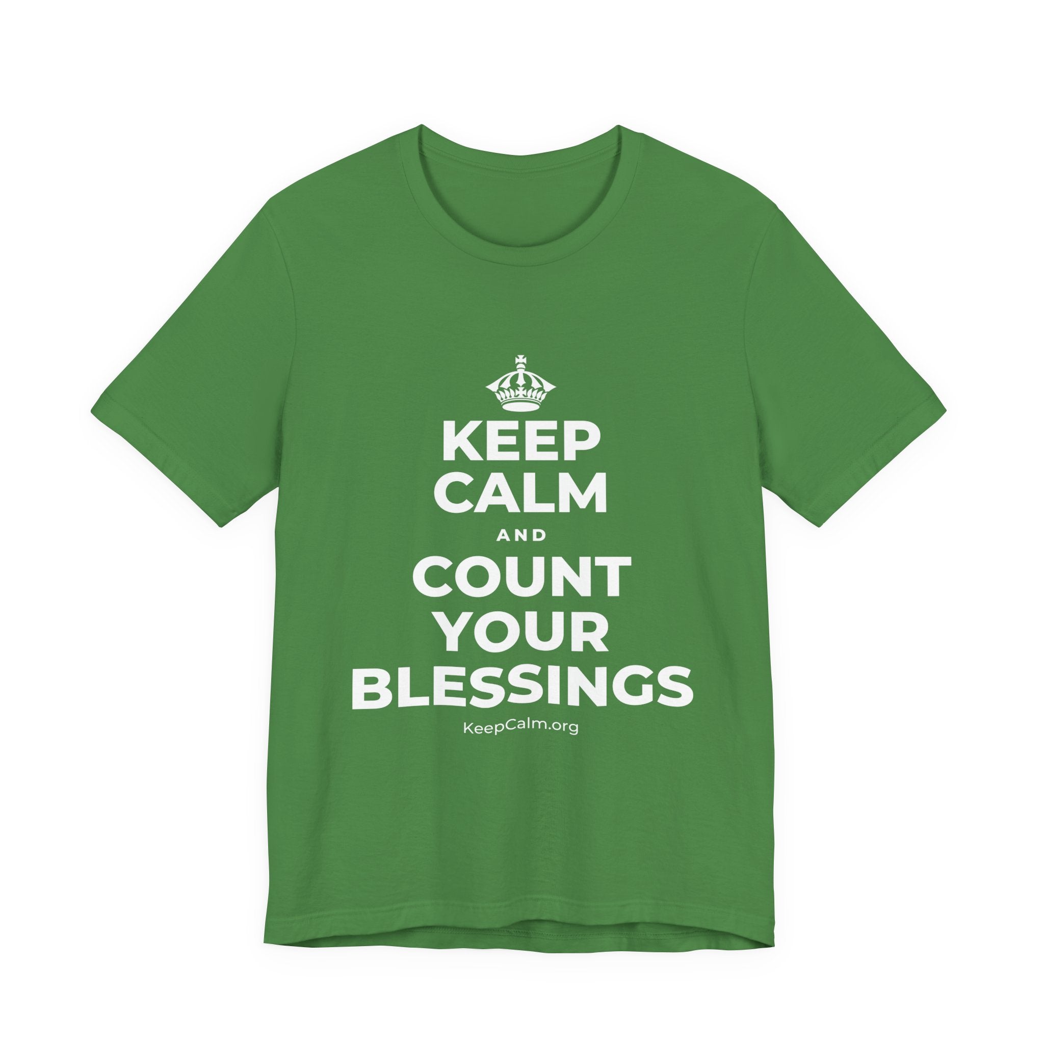 KEEP CALM AND COUNT YOUR BLESSINGS T-Shirt (Baby Blue–Silver)