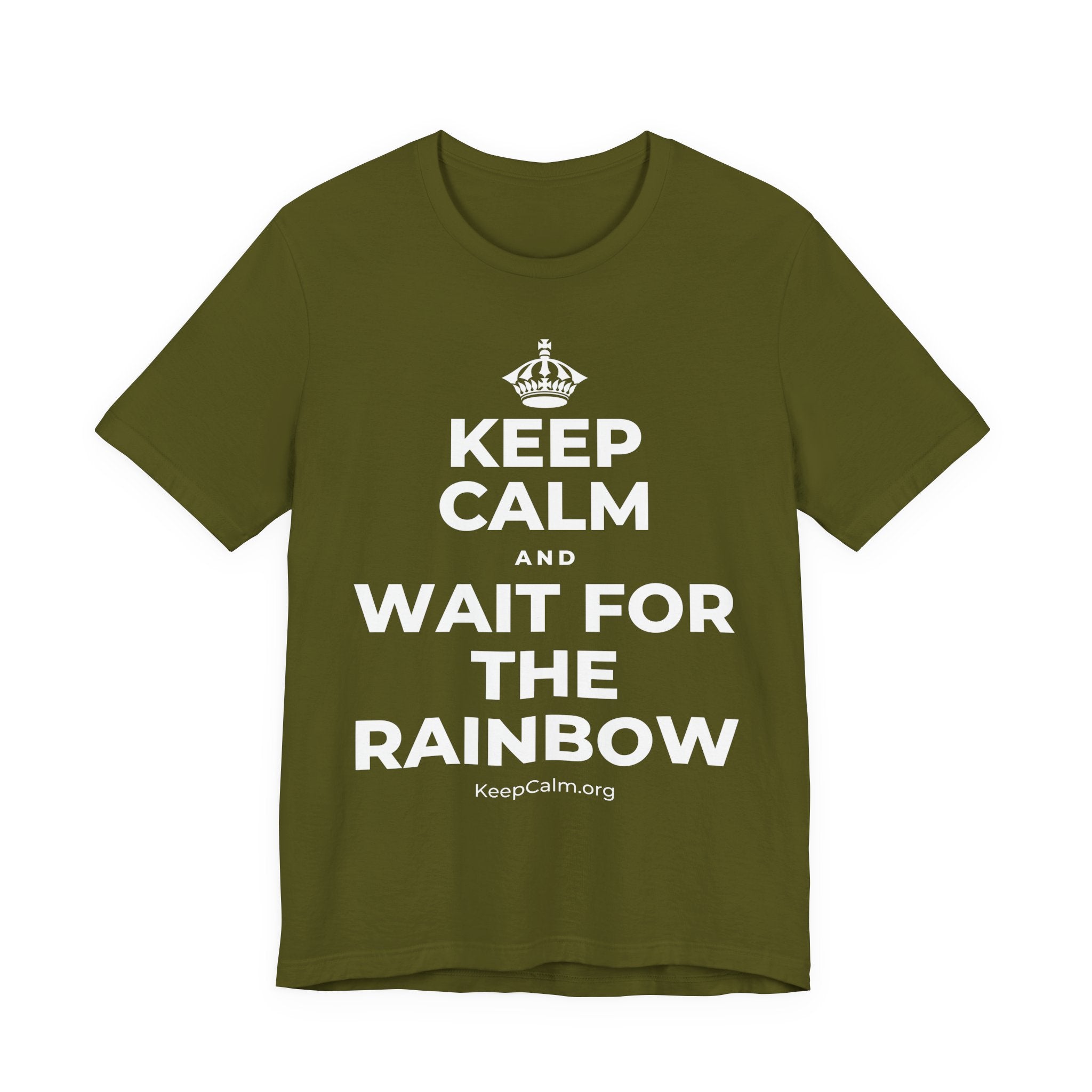 KEEP CALM AND WAIT FOR THE RAINBOW T-Shirt (Baby Blue–Silver)