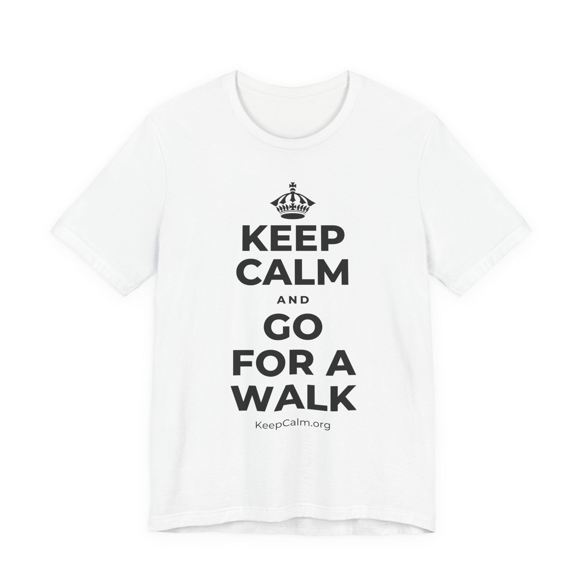 KEEP CALM AND GO FOR A WALK T-Shirt (White–Asphalt)