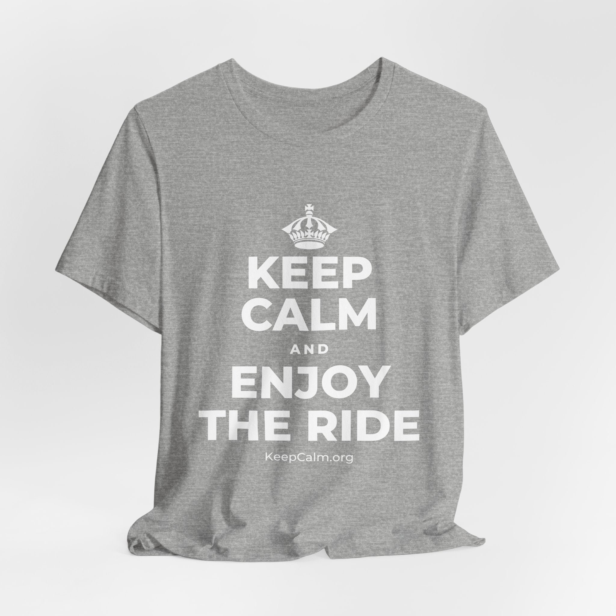 KEEP CALM AND ENJOY THE RIDE T-Shirt (White–Asphalt)
