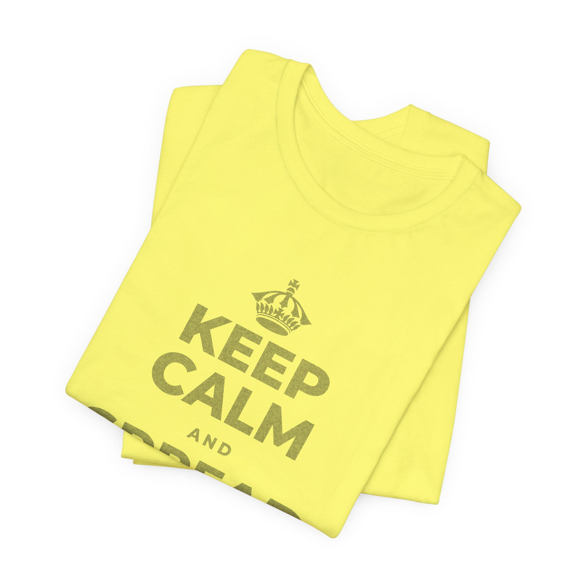 KEEP CALM AND SPREAD SOME JOY T-Shirt (Soft Cream–Heather Mauve)