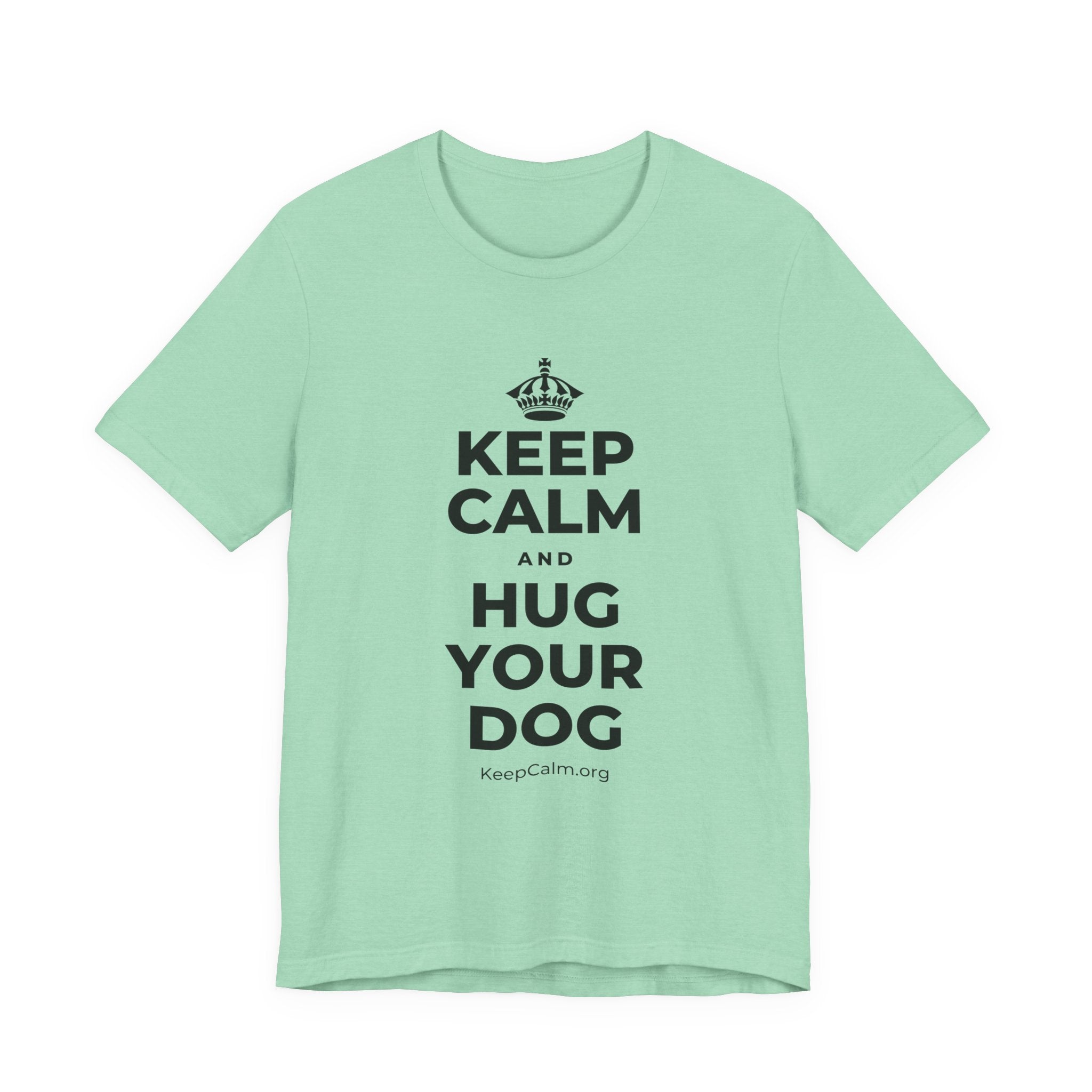 KEEP CALM AND HUG YOUR DOG T-Shirt (Baby Blue–Silver)