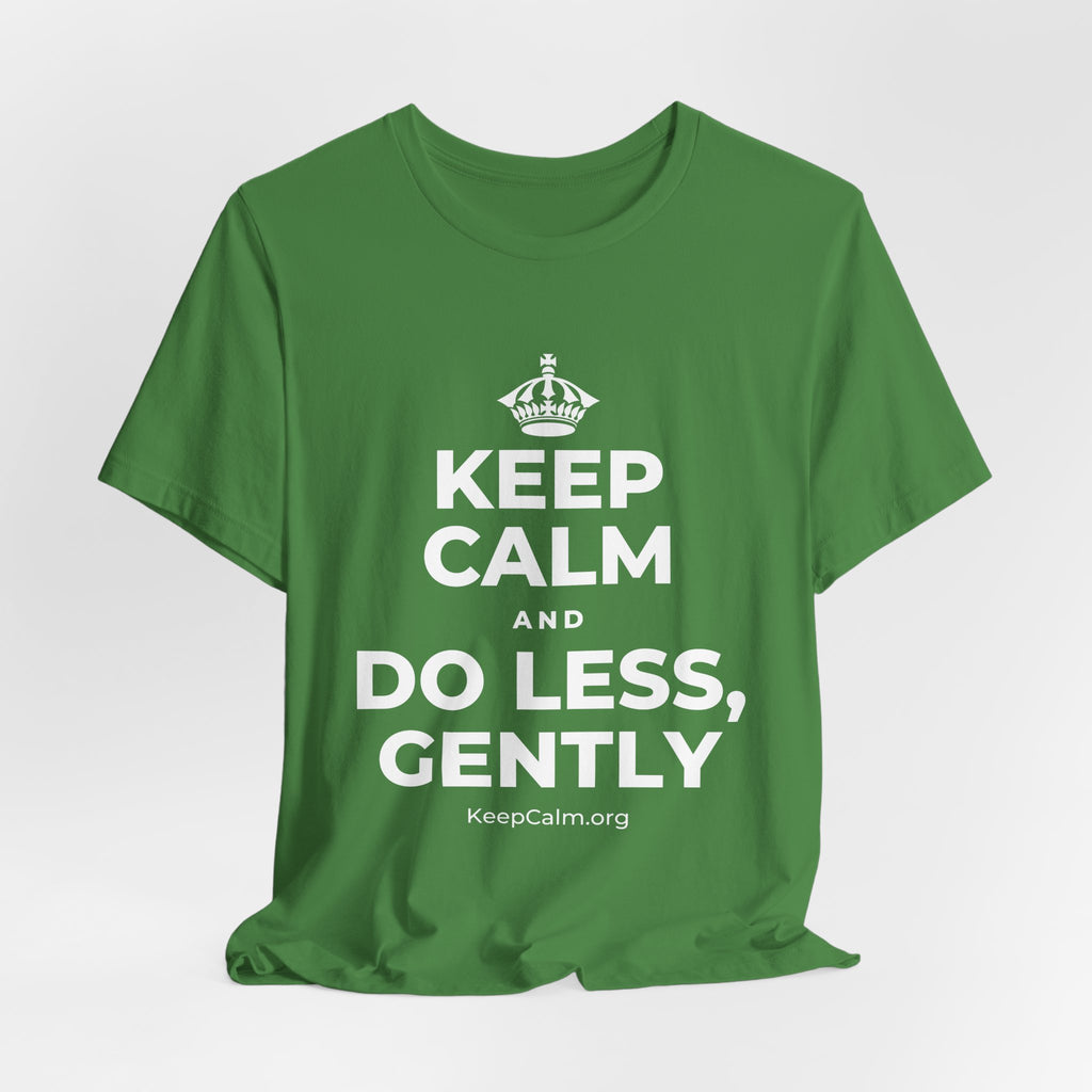 KEEP CALM AND DO LESS, GENTLY T-Shirt (Baby Blue–Silver)