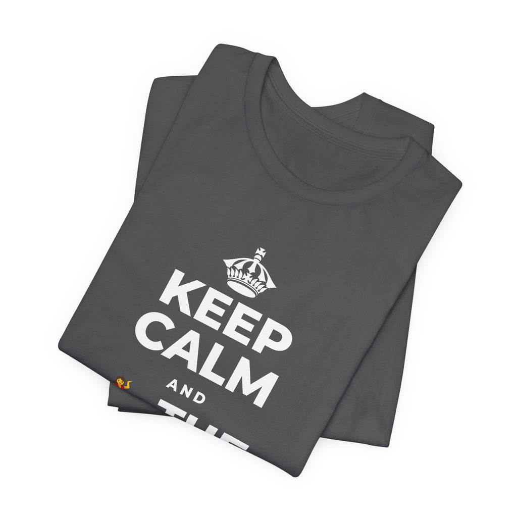 KEEP CALM AND 💃 THE NIGHT AWAY T-Shirt (White–Asphalt)
