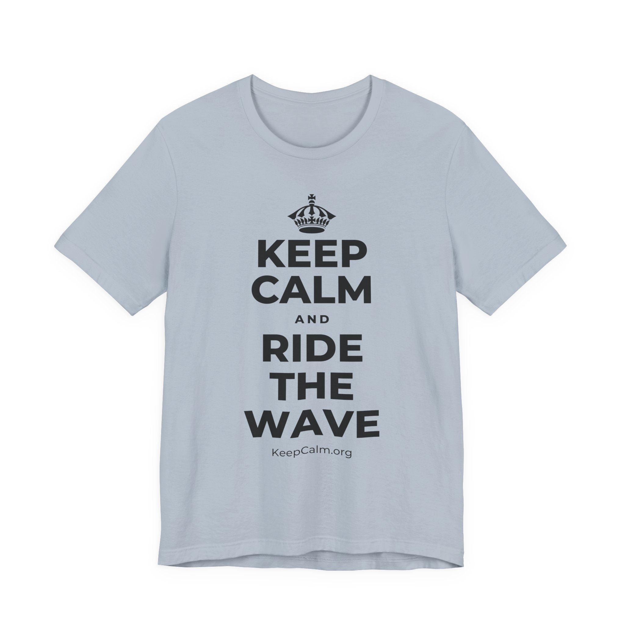 KEEP CALM AND RIDE THE WAVE T-Shirt (White–Asphalt)