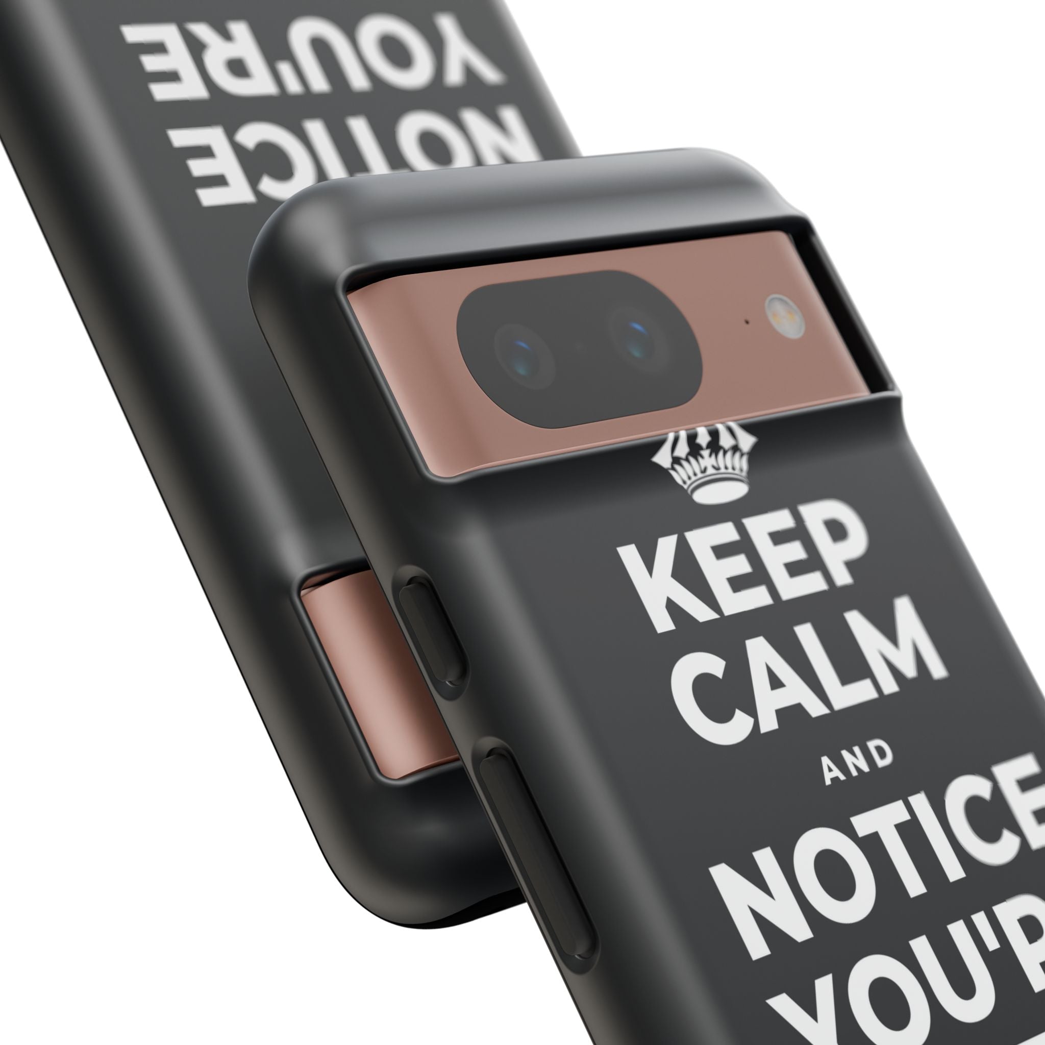 KEEP CALM AND NOTICE YOU'RE SAFE RIGHT NOW Phone Case (Dark)