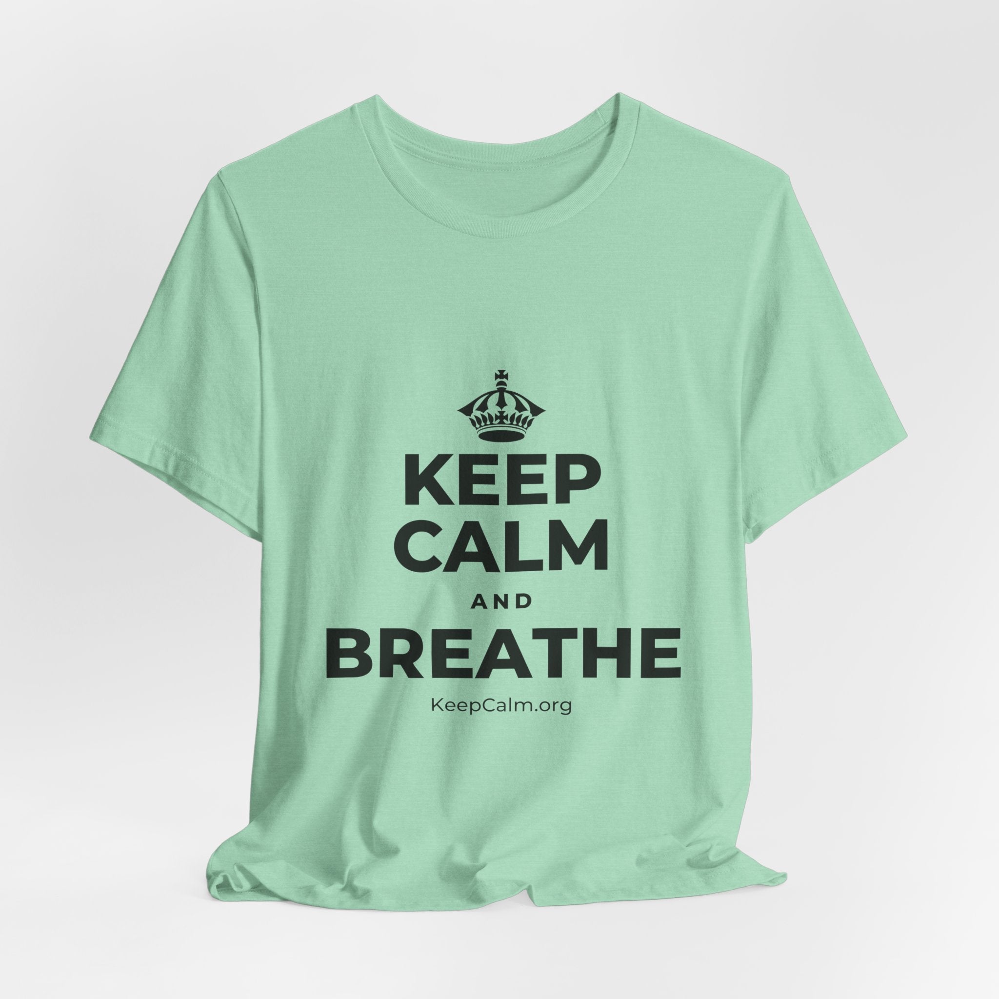 KEEP CALM AND BREATHE T-Shirt (Baby Blue–Silver)