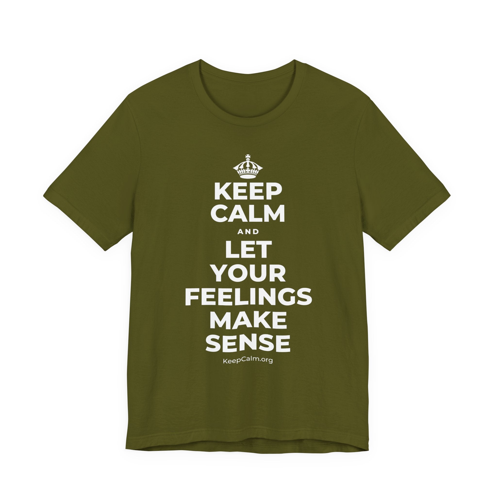 KEEP CALM AND LET YOUR FEELINGS MAKE SENSE T-Shirt (Baby Blue–Silver)