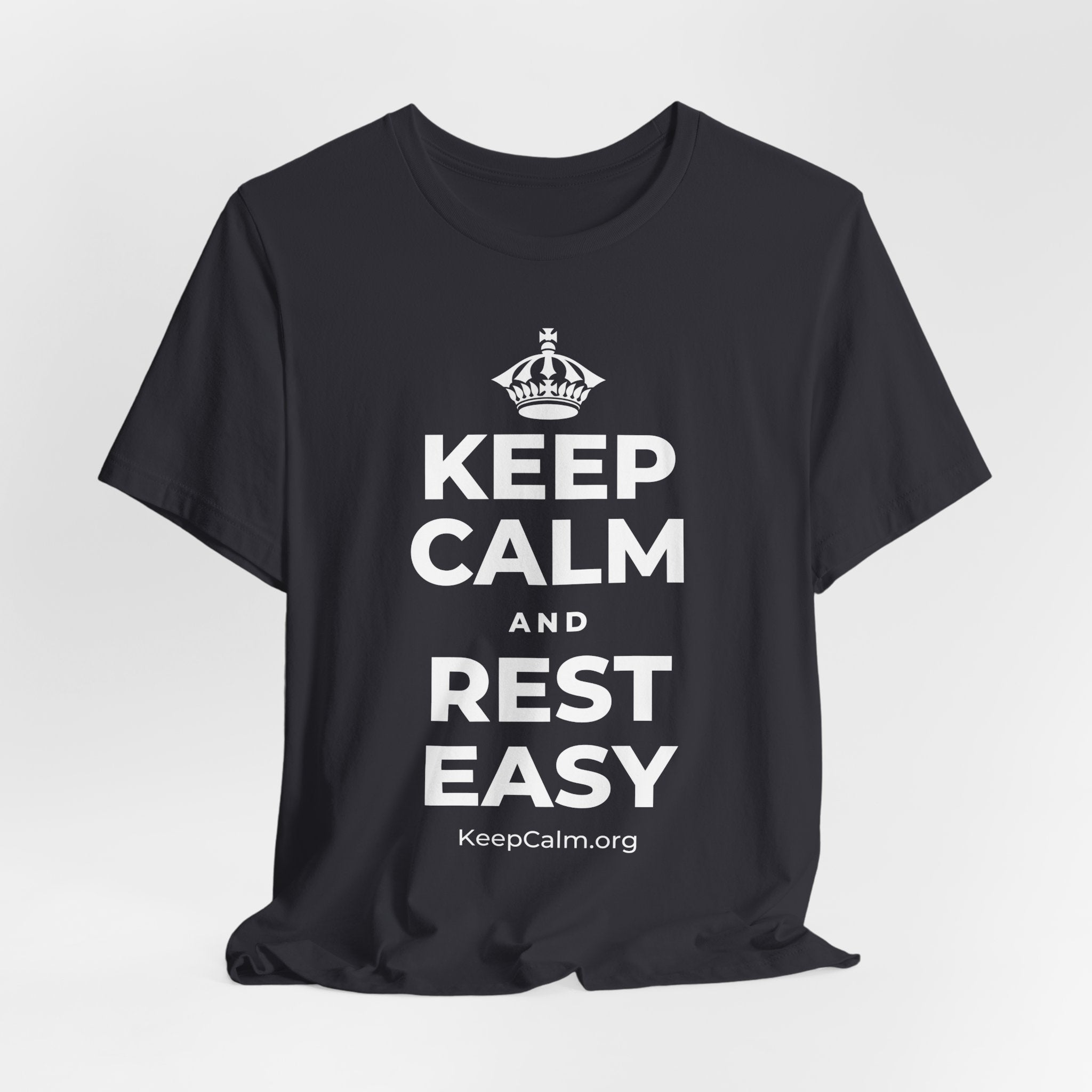 KEEP CALM AND REST EASY T-Shirt (Baby Blue–Silver)