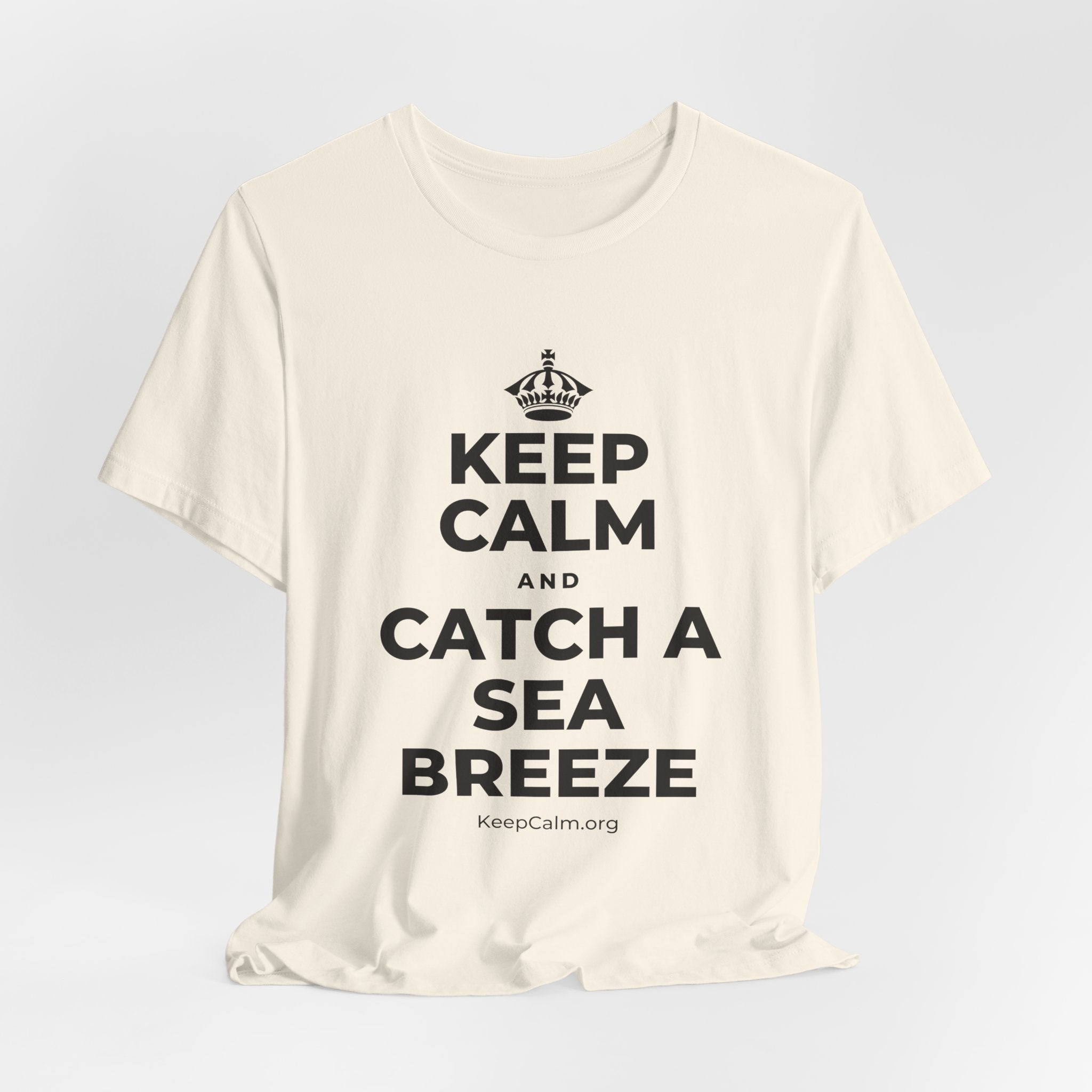 KEEP CALM AND CATCH A SEA BREEZE T-Shirt (White–Asphalt)