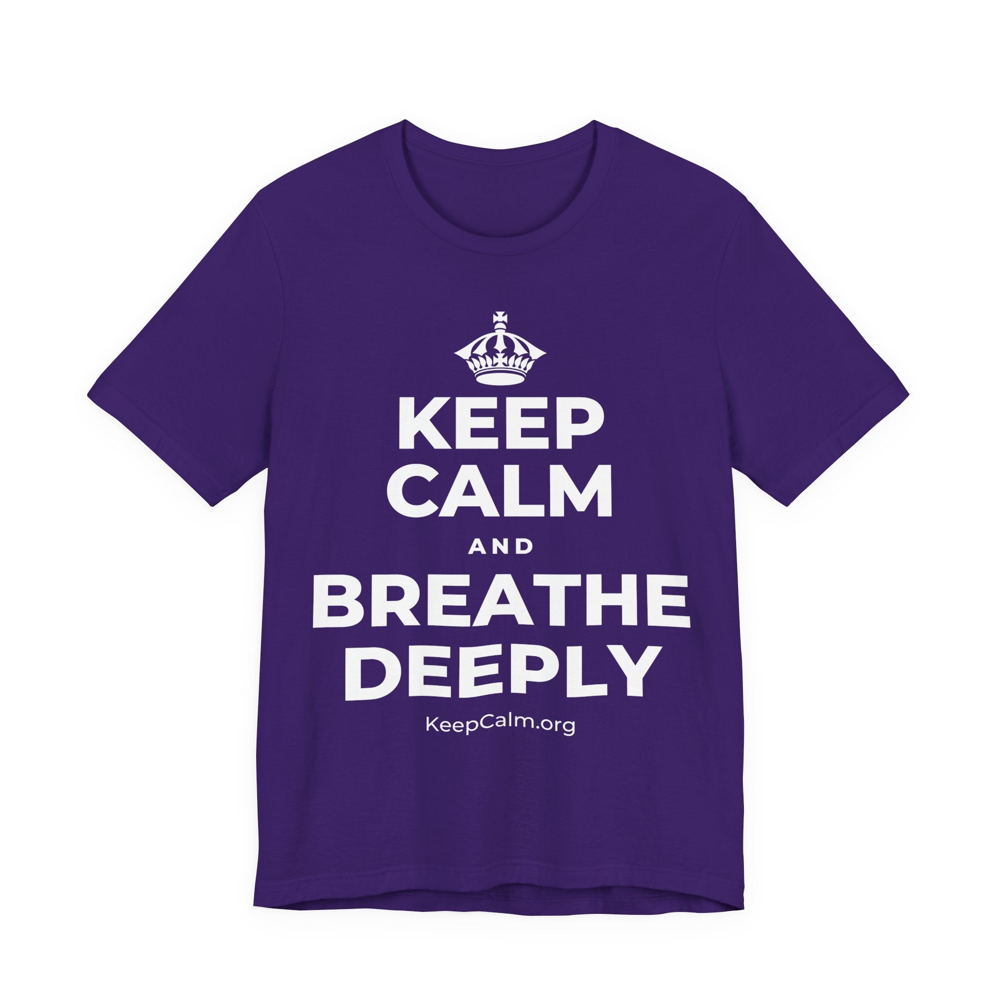 KEEP CALM AND BREATHE DEEPLY T-Shirt (Soft Cream–Heather Mauve)