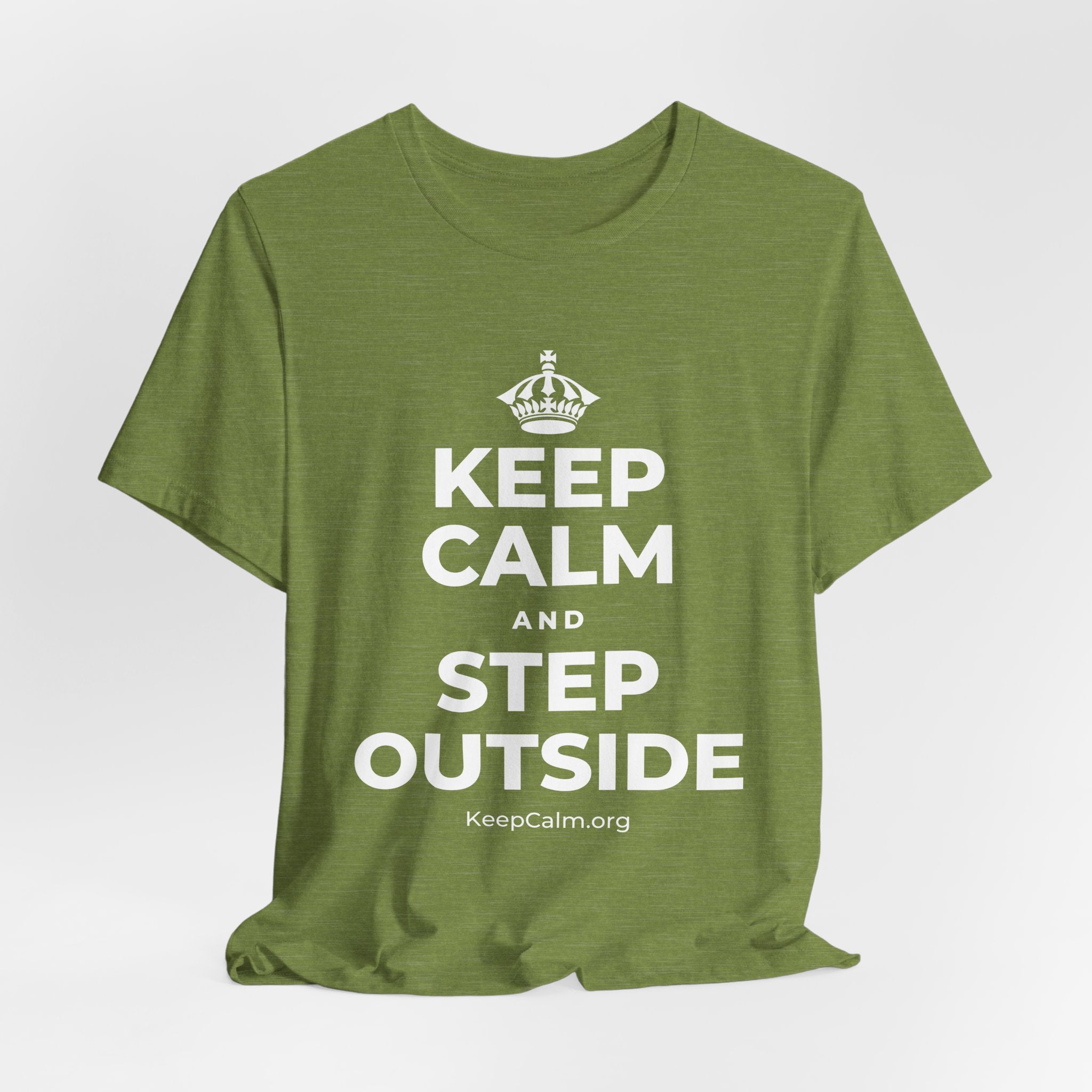 KEEP CALM AND STEP OUTSIDE T-Shirt (Baby Blue–Silver)