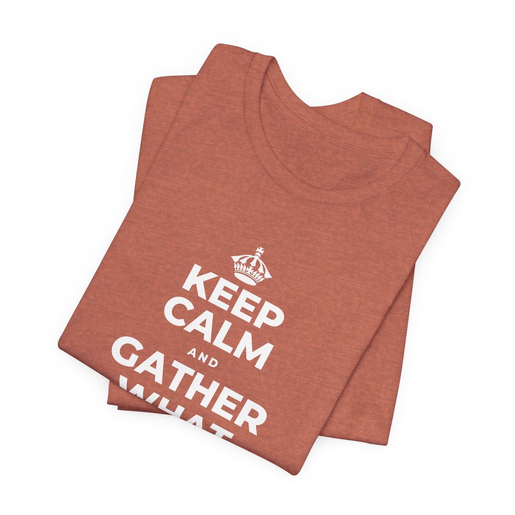 KEEP CALM AND GATHER WHAT YOU'RE GRATEFUL FOR T-Shirt (Soft Cream–Heather Mauve)