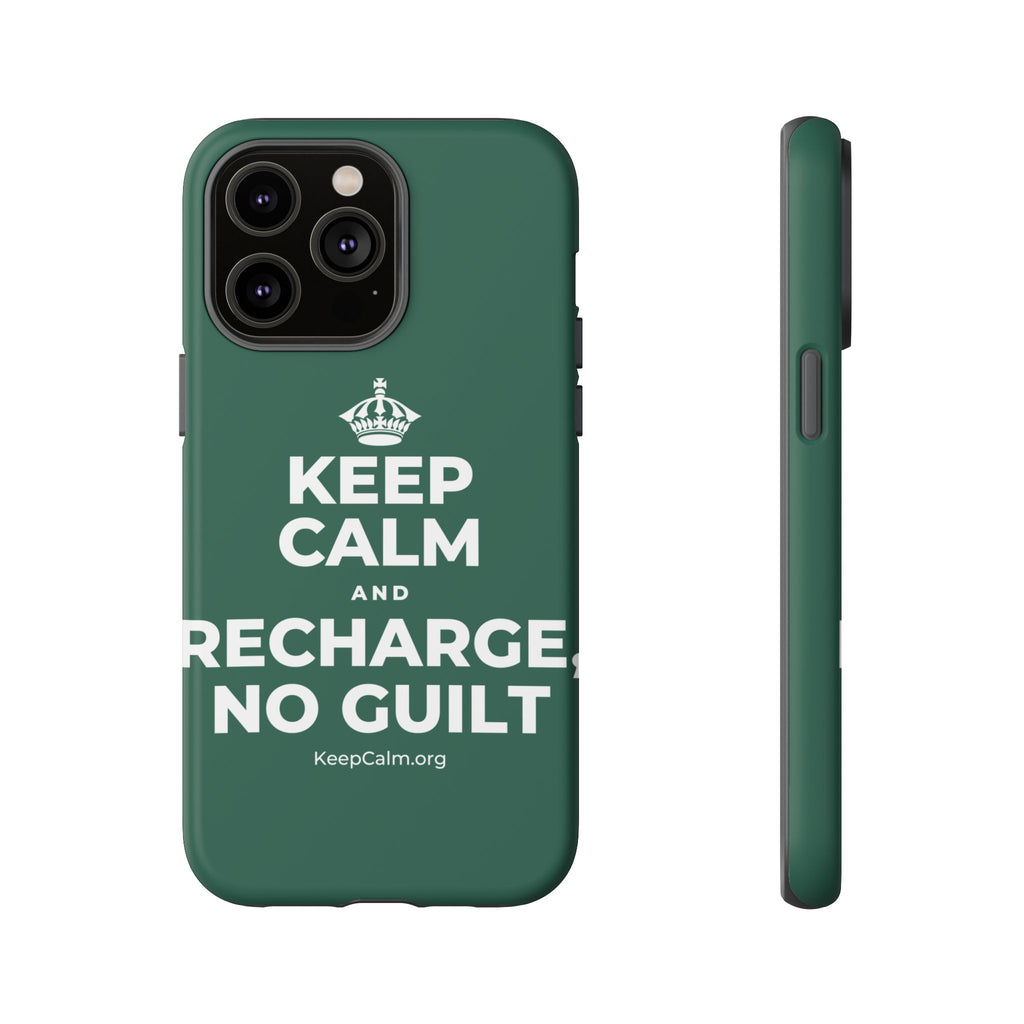 KEEP CALM AND RECHARGE, NO GUILT Phone Case