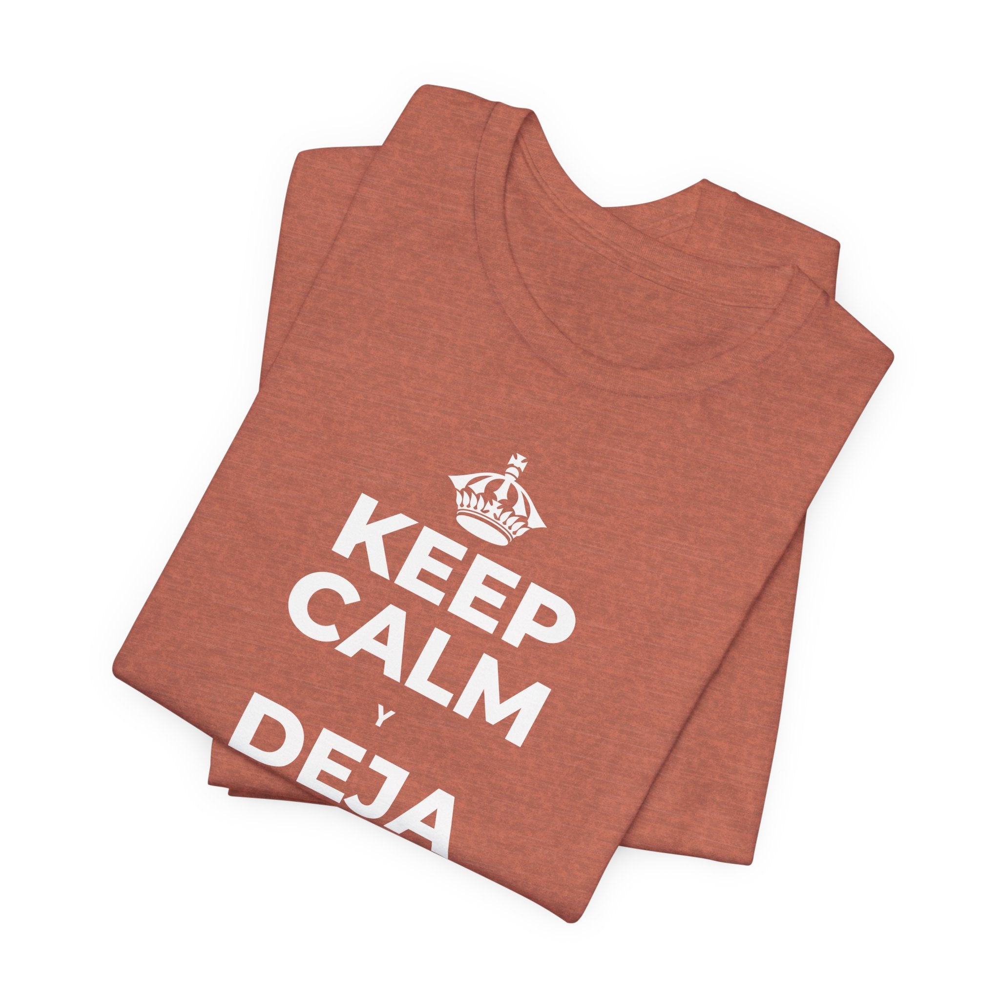 KEEP CALM Y DEJA QUE SE ENFRÍE T-Shirt (Soft Cream–Heather Mauve)