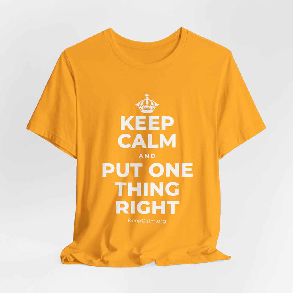 KEEP CALM AND PUT ONE THING RIGHT T-Shirt (Baby Blue–Silver)