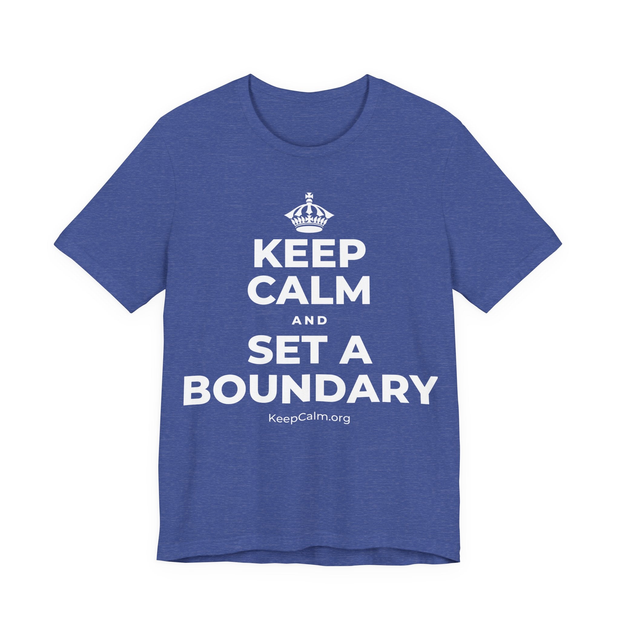 KEEP CALM AND SET A BOUNDARY T-Shirt (Baby Blue–Silver)