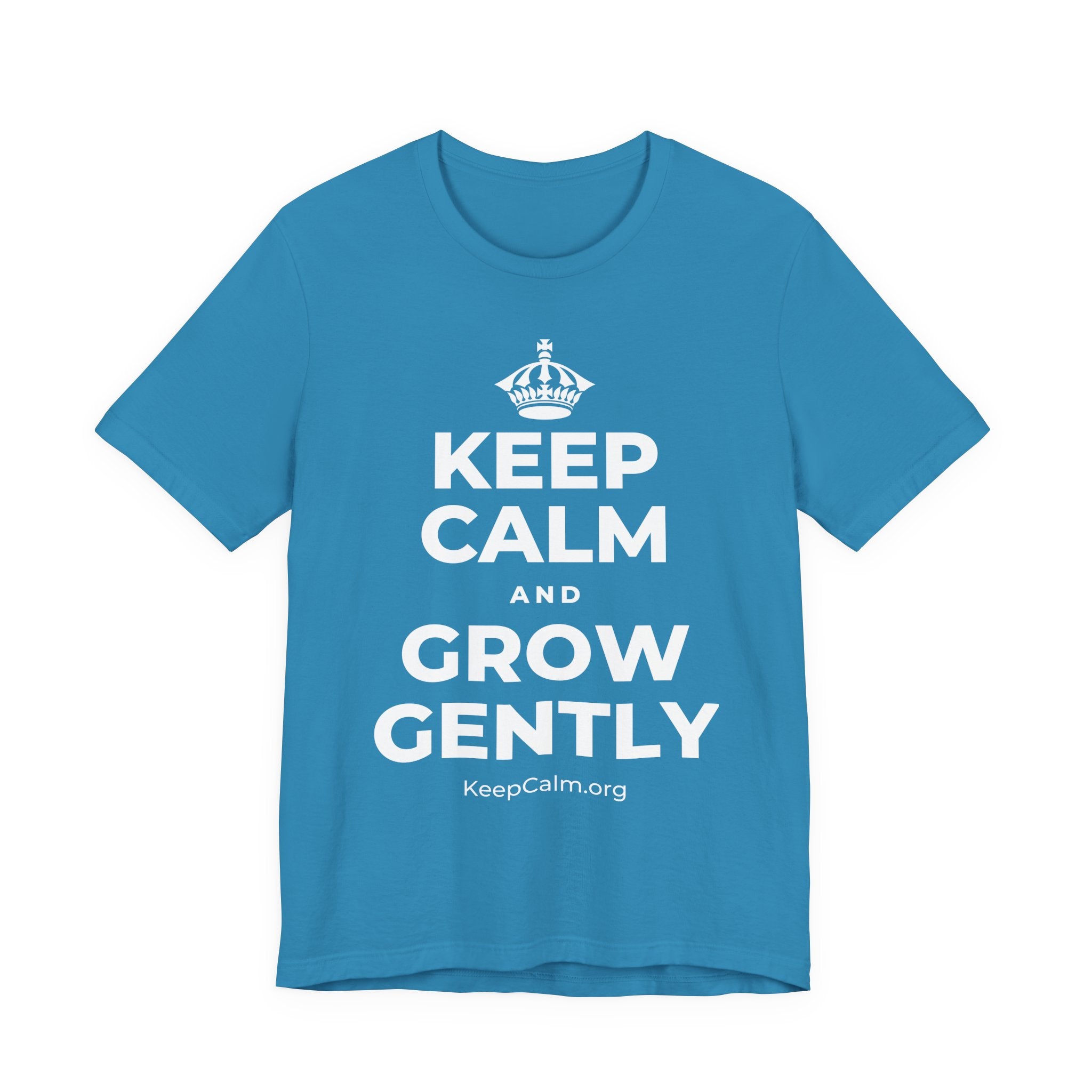KEEP CALM AND GROW GENTLY T-Shirt (White–Asphalt)