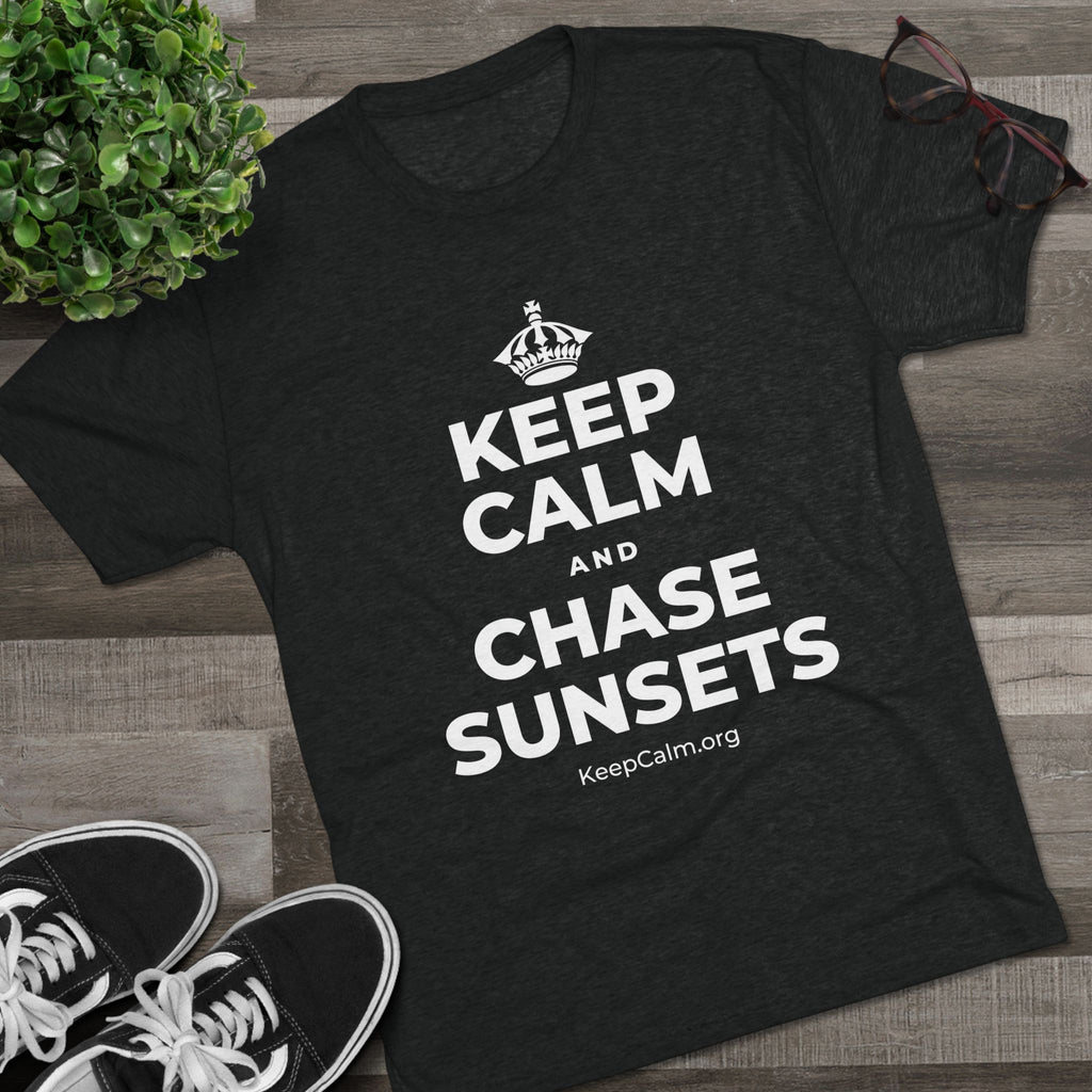 KEEP CALM AND CHASE SUNSETS Tri-Blend Tee