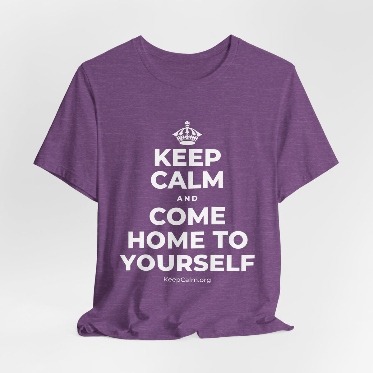 KEEP CALM AND COME HOME TO YOURSELF T-Shirt (Baby Blue–Silver)