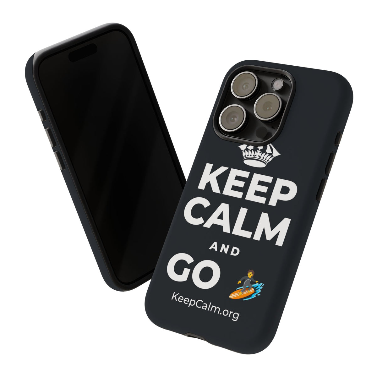 KEEP CALM AND GO 🏄 Phone Case (Dark)