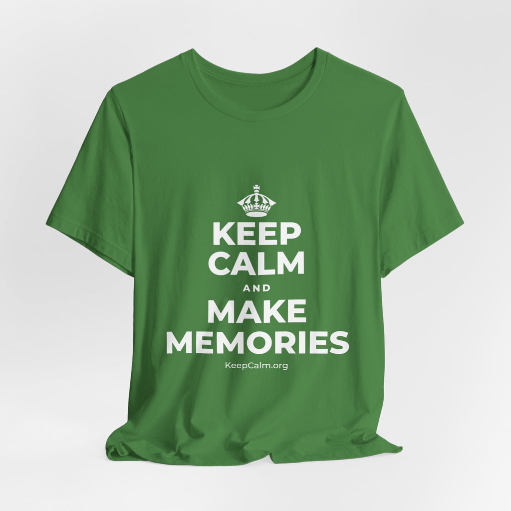 KEEP CALM AND MAKE MEMORIES T-Shirt (Baby Blue–Silver)