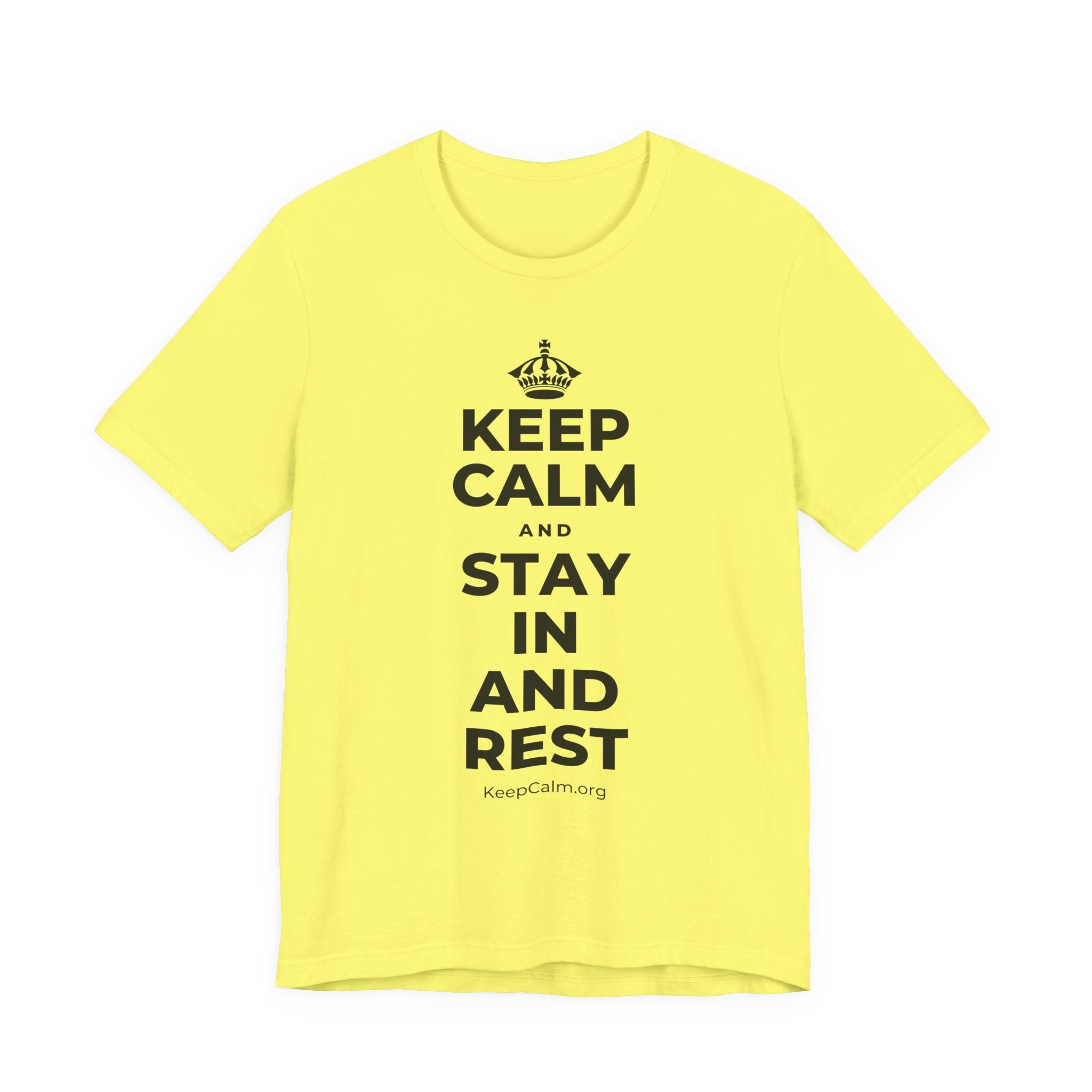 KEEP CALM AND STAY IN AND REST T-Shirt (Soft Cream–Heather Mauve)
