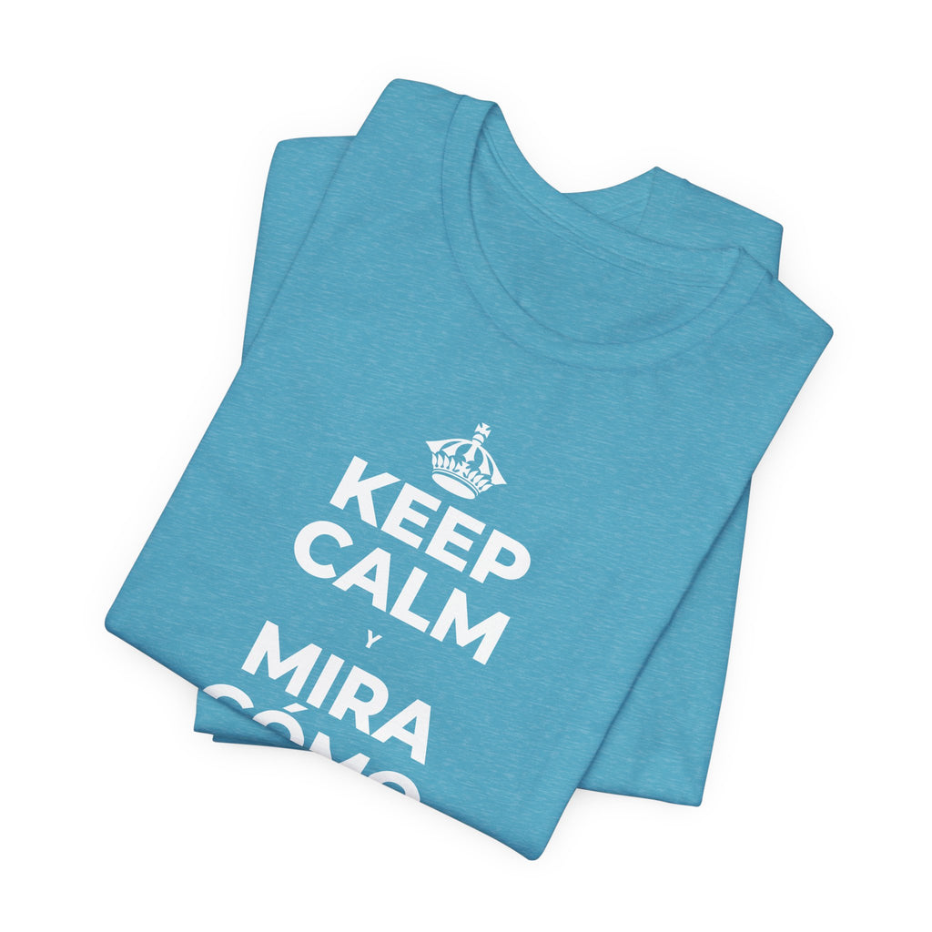 KEEP CALM Y MIRA CÓMO CAMBIAN LAS HOJAS T-Shirt (Soft Cream–Heather Mauve)