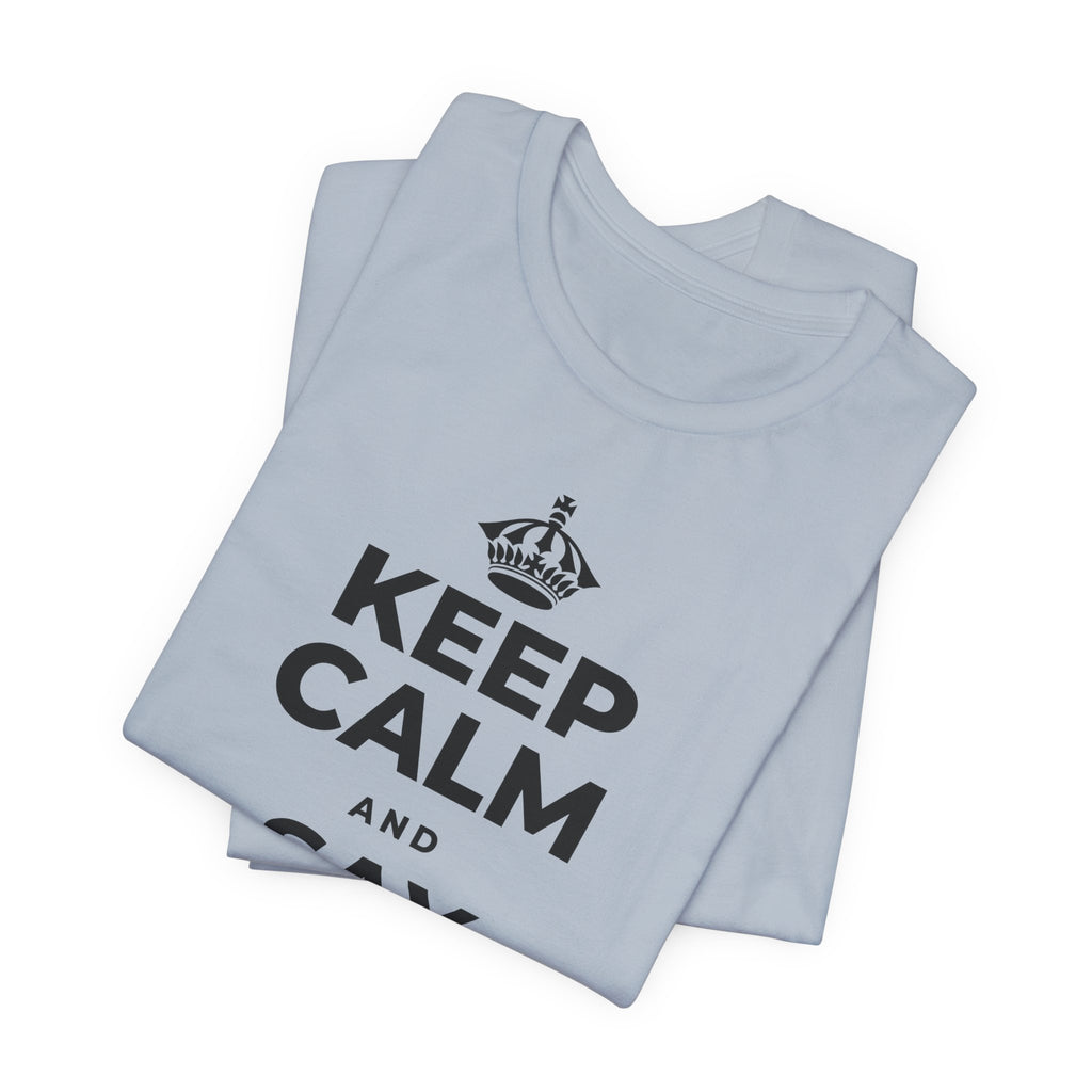 KEEP CALM AND SAY THANK YOU T-Shirt (White–Asphalt)