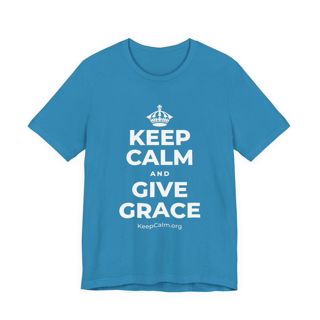 KEEP CALM AND GIVE GRACE T-Shirt (White–Asphalt)