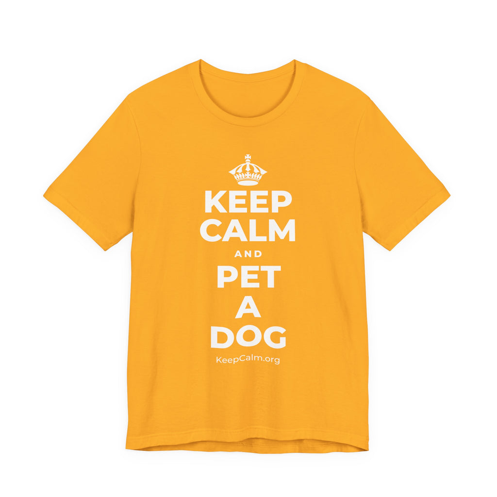 KEEP CALM AND PET A DOG T-Shirt (Baby Blue–Silver)