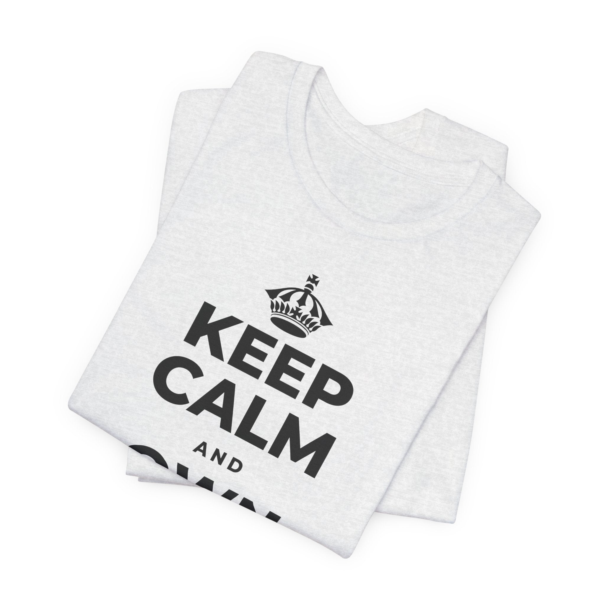 KEEP CALM AND OWN THE WIN T-Shirt (Soft Cream–Heather Mauve)