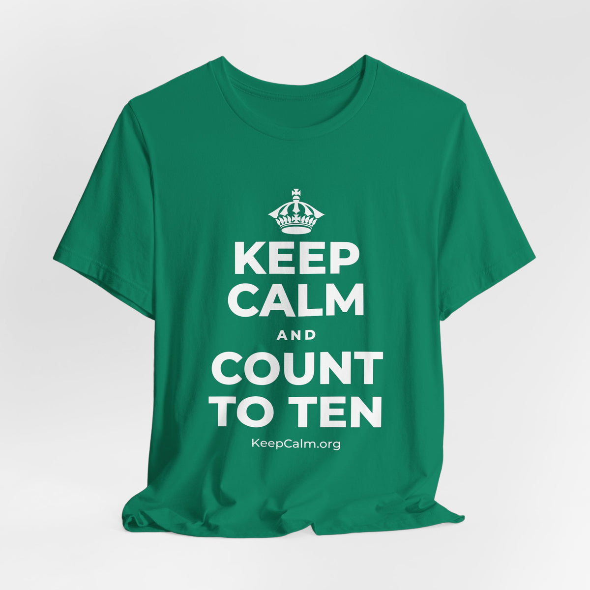 KEEP CALM AND COUNT TO TEN T-Shirt (White–Asphalt)
