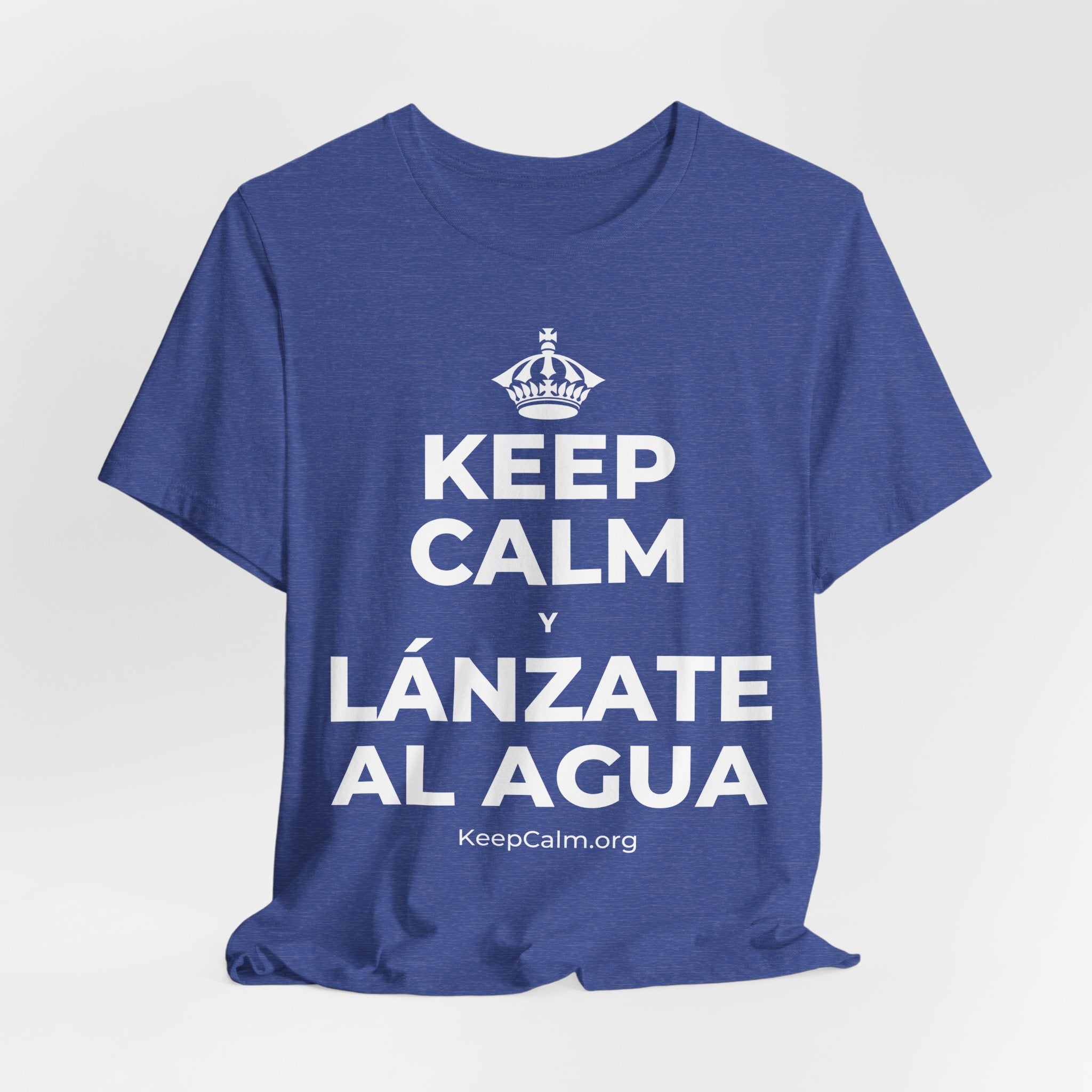 KEEP CALM Y LÁNZATE AL AGUA T-Shirt (Baby Blue–Silver)