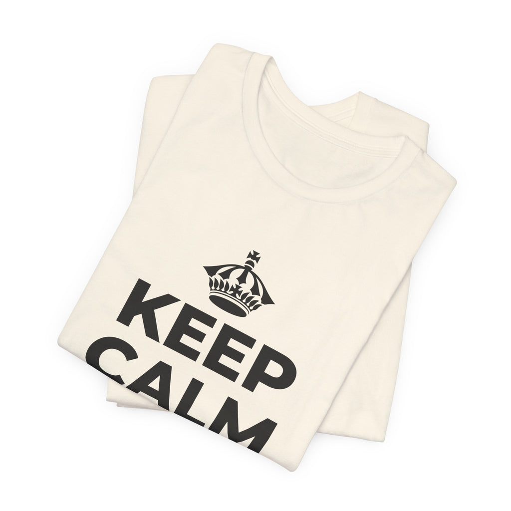 KEEP CALM AND OWN IT T-Shirt (White–Asphalt)